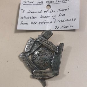 Silver Full moon pendant with chain